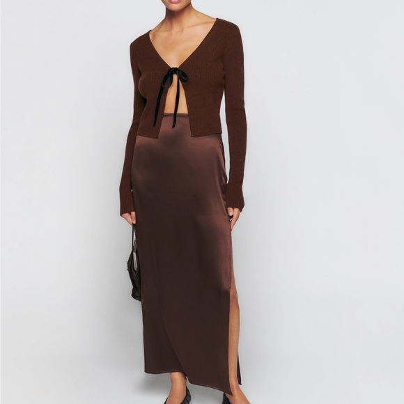 Reformation Antoinette Cashmere Tie Front Cardigan - Picture 4 of 6